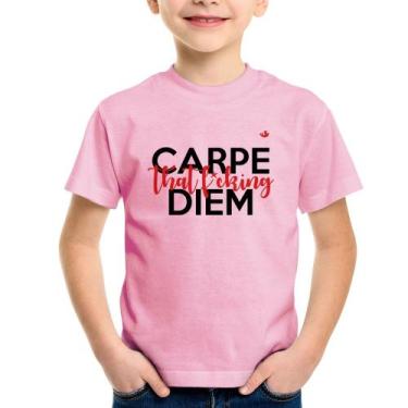 Imagem de Camiseta Infantil Carpe that fucking Diem - Foca na Moda, Rosa bebê, 1