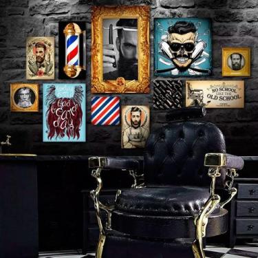 Imagem de Kit 11 Placas Decorativas Barbearia - Planeta Decor