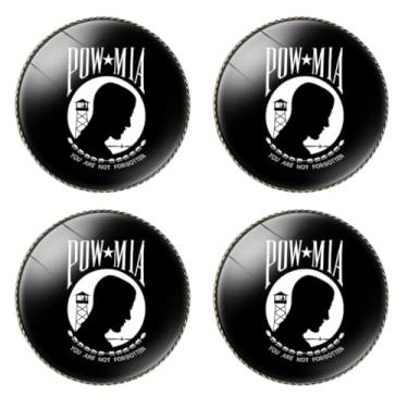 Imagem de HSQCEZ 4 peças de broche de bandeira POW MIA redondo 2,5 cm, alfinetes de lapela crachá de lembrança para mochila de roupas de chapéu, You are not forgotten prisioneiro de guerra broche de bandeira
