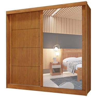 Imagem de Guarda Roupa Viena Casal com Espelho 2 Portas 4 Gavetas Bianchi Cor Naturale