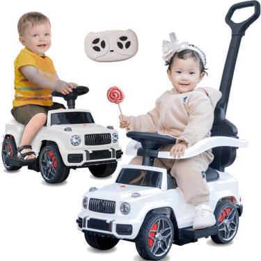 Imagem de Carrinho Eletrico com Empurrador Bandeirante Jipe 4 em 1 6V Branco