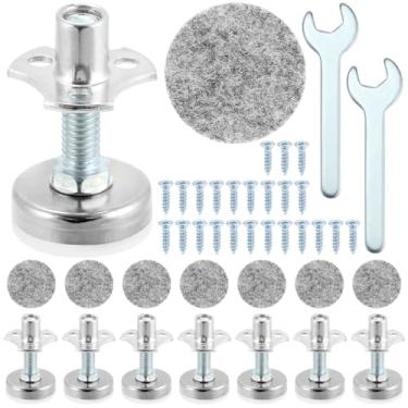Imagem de QWORK Pés de nivelamento de móveis resistentes, pacote com 8 - suporte de 598 kg, kit de porca em T 3/20.3 cm-16 fios, para mesas, cadeiras e armários