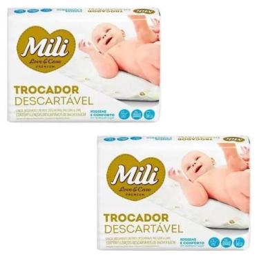 Imagem de Kit Com 2 Lençol Trocador Absorvente Descartável Mili Love&Care 5 Unid