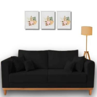 Imagem de Sofá Beny para sala de estar, 3 lugares, 1,80m, estofado em linho, base em madeira.