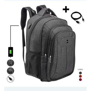 Imagem de Mochila Masculina Para Notebook Com Cabo USB Bolsa Feminina Escolar Re