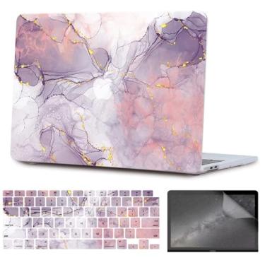 Imagem de iNOTOGG Compatível com MacBook Pro 14 polegadas versão 2024-2021 M4 M3 M2 M1 Pro Max Chip com Touch ID, capa de plástico rígido emborrachado com capa de teclado e protetor de tela para New Pro 14.2