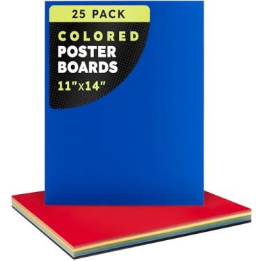 Imagem de Hygloss Quadro de pôster colorido médio, 28 x 35 a 65 cm, pacote a granel - vermelho, amarelo, verde, azul, preto - papel para cartaz com espessura de 10 unidades, pacote múltiplo de 28 x 35 cm