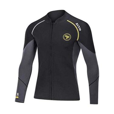 Imagem de Jaqueta de neoprene masculina de 1,5 mm da Wetsuit Top com zíper frontal, mangas compridas, roupa de mergulho, para nadar, mergulho, surfe, Preto, Medium