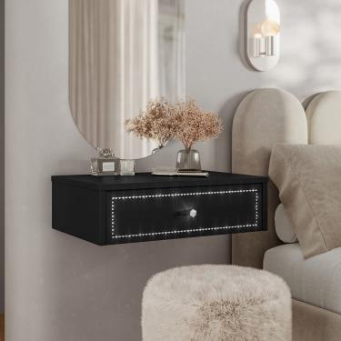 Imagem de Penteadeira Suspensa Strass c/ Div e Org Maquiagem 50cm Preto Ac - Olivar