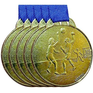 Imagem de Kit 5 Medalhas Handebol Esporte 3,5cm Escola Colegio Escola bronze