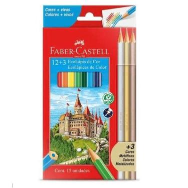 Imagem de Lápis de Cor 12 Cores + Lápis Metálicos Ecolápis Faber Castell - FABER