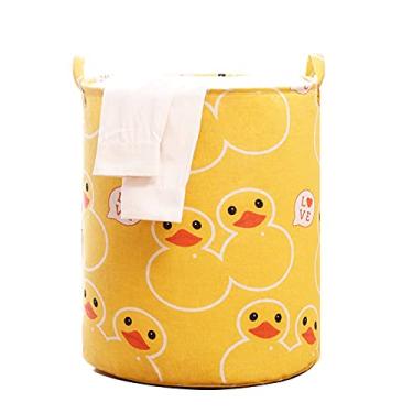 Imagem de Cestos de lavanderia, grande cesto de roupa suja, cesto de roupa suja, tecido de lona, cesta de armazenamento leve/organizador de brinquedos/roupas sujas à prova d'água para quarto, banheiro (pato