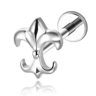 Imagem de FLORA PIERCING LABRET TITÂNIO PVD FLOR DE LIZ 1.2X8 (NATURAL)