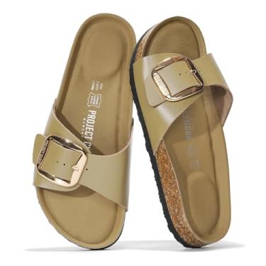 Imagem de Project Cloud Sandálias De Couro Legítimo Essenciais Para O Verão Na Praia - Chinelos E Slides Com Palmilha De Espuma Viscoelástica, Sandálias Femininas Confortáveis, Calçados Femininos (Mykonos, M