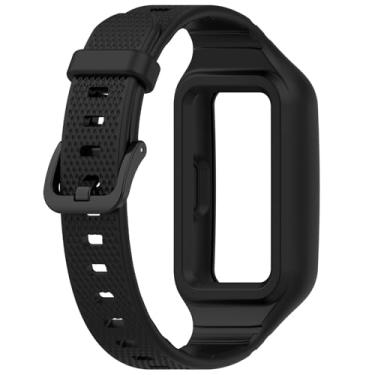 Imagem de LOKEKE Pulseira de substituição compatível com Huawei Band 10 – Pulseira de substituição TPE para relógio de pulso compatível com Huawei Band 10/9/8/7 (preto), Medium, quartzo sintético
