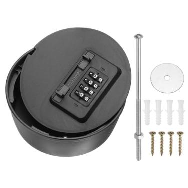 Imagem de PATIKIL SAFEKey Lock Box Suporte de parede com código, combinação de chave de 4 dígitos, caixa de segurança redonda de armazenamento seguro para fora de casa, hotéis, garagem, loja, preto