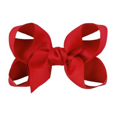 Imagem de Lanmerry Acessórios para bebês, laços de 4 de julho, presilhas de cabelo para meninas, laço de cabelo patriótico, faixa vermelha, laço com laço, jacaré, escola, meninas, laço de torcida, vermelho,