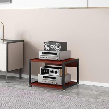 Imagem de LGEOELIAS Suporte de mídia, suporte de áudio e vídeo, canto, TV, entretenimento, componentes estéreos, gabinete, leitor de CD, prateleira de armazenamento aberta no chão com prateleiras ajustáveis de