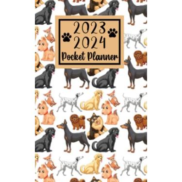 Imagem de 2023 2024 pocket planner For Purse Dog Lovers: 2 year Pocket Calendar January 2023 to December 2024 | 24 Months Monthly Planner & Organizer For Purse ... with Federal Holidays | Cute Dogs Pattern