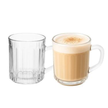Imagem de Jogo 2 Caneca de Cappuccino Chocolate Quente Chá 300ml de Vidro Em Cas