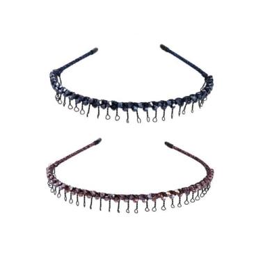 Imagem de Faixa de cabelo com contas de cristal para pente de dentes, faixa de cabelo feita à mão com strass leve com dentes e faixa de cabelo antiderrapante para meninas e mulheres, acessórios de cabelo