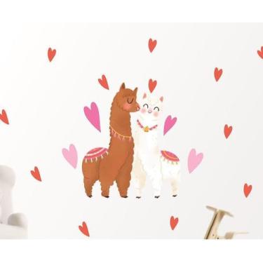 Imagem de Adesivo Parede Casal de Lhamas 45x45cm - Colakoala Adesivos