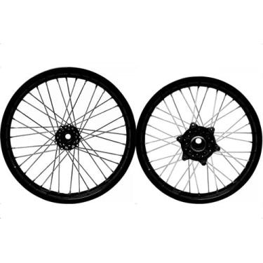 Imagem de Par Roda Jante Aro Preto Xtz 250 Lander Tenere 250 Raios 4mm