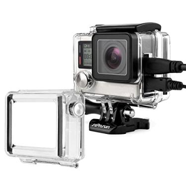 Imagem de SOONSUN Capa de invólucro de esqueleto aberto lateral para câmeras GoPro Hero 4 3+ 3 pretas prata, Skeleton Housing Case + Skeleton Backdoor + Skeleton BacPac Backdoor
