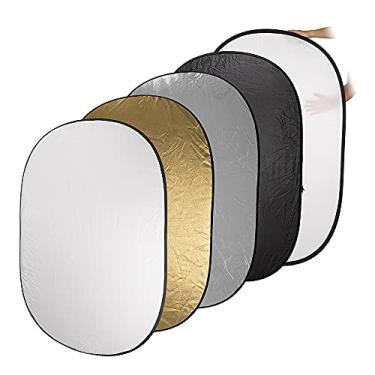 Imagem de Fotodiox Painel refletor dobrável 101,6 x 152,4 cm 5 em 1 com bolsa para fotografia e vídeo - Painel preto, dourado, prateado, translúcido e branco