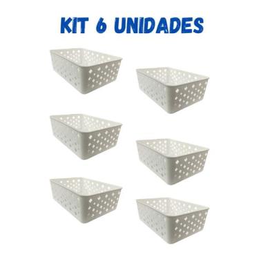 Imagem de Cesto Organizador Branco Kit com 6 Unidade, Armários Guarda roupa Gave