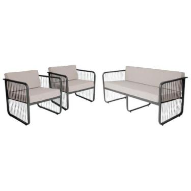 Imagem de Conjunto 1 Namoradeira e 2 Poltronas Área Externa Santiago Em Alumínio