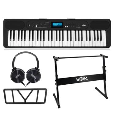 Imagem de Kit Teclado Musical Eletrônico 61 Teclas MIDI Fone Voik VTX-730