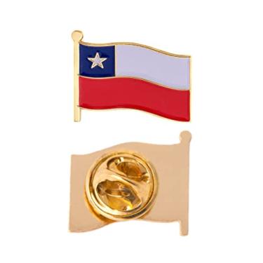 Imagem de Desert Cactus Broche de lapela do Chile esmalte country feito de metal chapéu de lembrança masculino feminino patriótico chileno (broche de lapela com bandeira de onda)