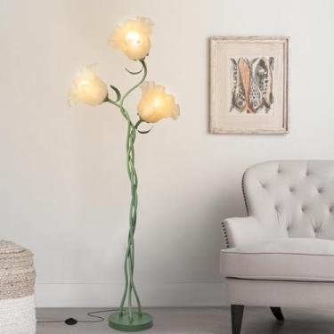 Imagem de Fuzzbopn Luminária de chão de flores para sala de estar, lâmpada de leitura de flores altas com eixo de pescoço flexível para decoração de quarto, lâmpadas de piso de canto modernas com lâmpada de LED