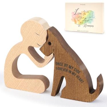 Imagem de SENSUNIQ Presentes de memorial para cães, esculpidos em madeira feitos à mão para homens e figura de animal de estimação, Once By My Side Forever in My Heart, lembrança de simpatia pela perda de