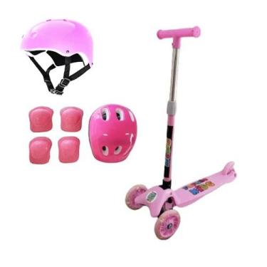 Imagem de Kit Patinete Infantil Com Leds e Equipamentos de Proteção - Tesla Stor