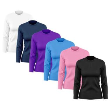 Imagem de Kit 6 Camisas Feminina Manga Longa Proteção Uv Dry Fit - Brás e Cia, P