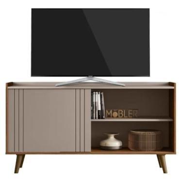 Imagem de Rack New Austin para TV até 60 Polegadas, 136 cm, com Prateleiras, Madeira (Grigio Fosco/Cinamomo Mel)