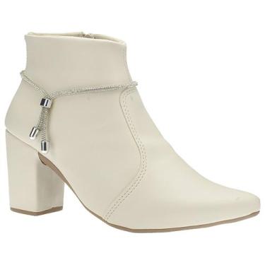 Imagem de Bota Coturno Feminina Salto Bloco Bico Fino Strass Western - LAZZLU, O