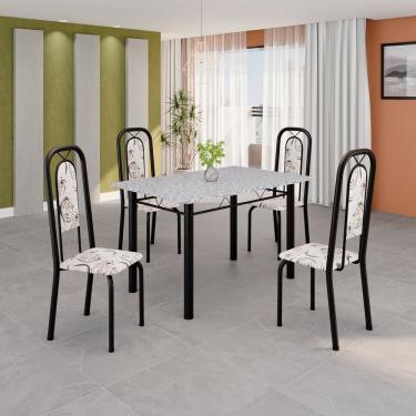 Imagem de Conjunto Sala de Jantar com 4 Cadeiras Lara Arabesco / Preto