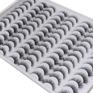 Imagem de Azenlo Cílios Postiços 48 Pares, De Vison Falso, 14 Mm, Finos, 3D, Fofos, Olho Gato, Pacote Em Tiras, Atacado (Estilo 48-019)