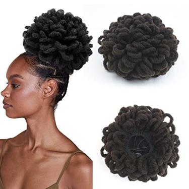 Imagem de KGBFASS Coque Dreadlock De 10 Polegadas, Com Pétalas Grandes, Tranças Cordão, Rabo Cavalo Cacheado, Falso, Elásticos, Clipe, Rabos Cavalo, Aplique Para Mulheres Negras (4#)