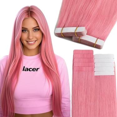 Imagem de Lacer Fita De Cor Rosa Pêssego Para Extensões Cabelo 22 Polegadas Invisível Macio Humano Real Natural 25 Gramas 10 Unidades
