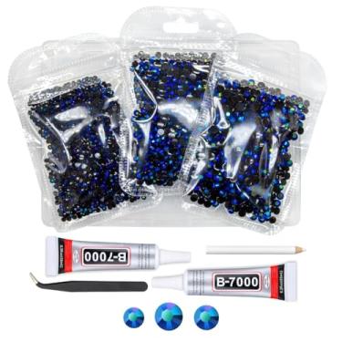Imagem de qiipii Strass De Resina Azul Safira Com Cola B7000 Para Joias Deslumbrantes 3 Mm, 4 Mm E 5 Pedras Gelatina Escuras Fundo Plano, Artesanato Em Massa, Aço Inoxidável 10-20, Diamantes, Preciosas, Copos