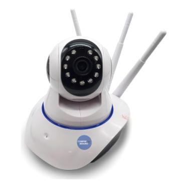 Imagem de Câmera IP WiFi de Segurança, 360° HD, Visão Noturna, 3 Antenas, Robô PTZ, Branca