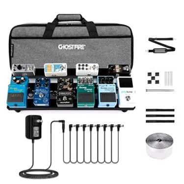 Imagem de GHOSTFIRE Pedaleira De Guitarra Ghost Fire Em Liga Alumínio, 1,5 Lb, Efeito Super Leve 19,7'' X 7'' Com Bolsa Transporte Spl-02 E Adaptador Alimentação Ga-8