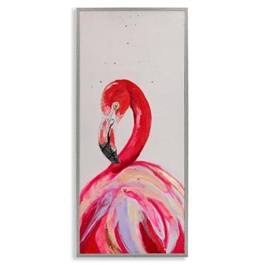 Imagem de Stupell Industries Design de arte giclée emoldurado cinza moderno flamingo curvado por Stacy Gresell, 25 x 61 cm