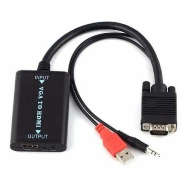 Imagem de Mini Adaptador Conversor Vga- 2hdmi Entrada Vga E Saida Hdmi - comvers