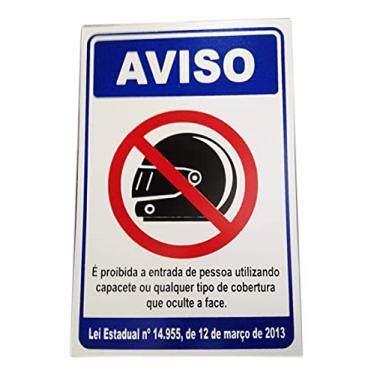 Imagem de Placa Pvc Proibido Entrada Capacete Auto-adesiva Jaime