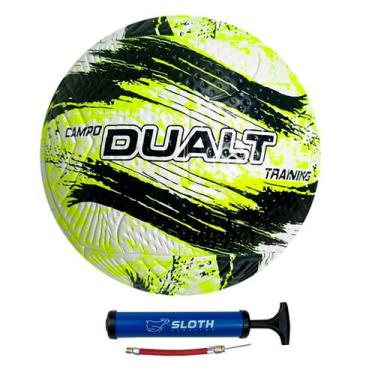 Imagem de Bola Futebol de Campo Dualt Training Pvc Resistente + Bomba, Amarelo